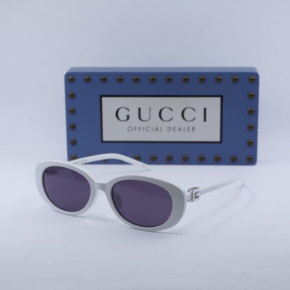 Gucci GG1684SA 006 Oval Sunglasses - White - Picture 1 of 11